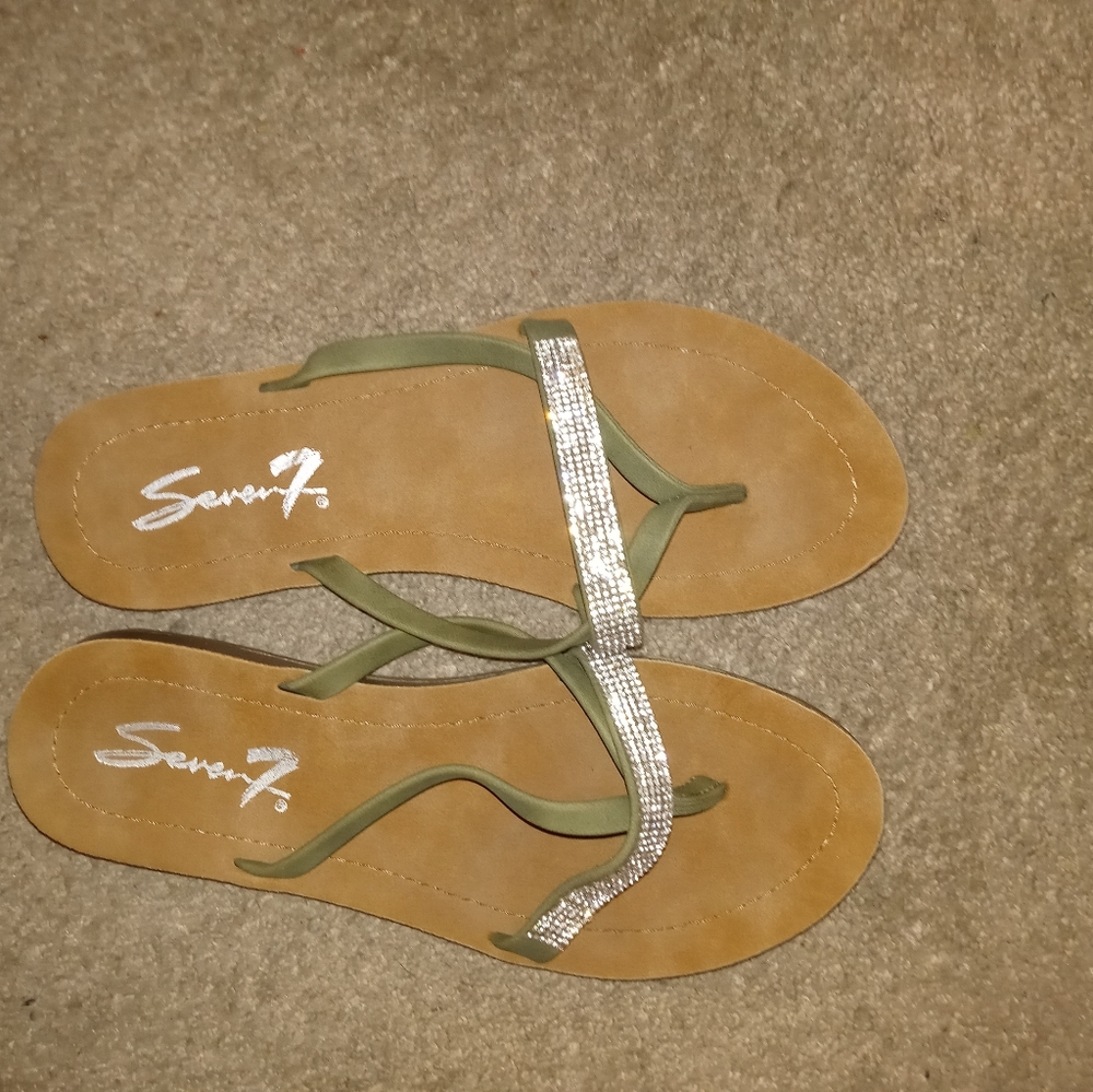 Green and bling sandles